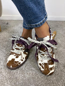 Sneaker Victoria Londres effetto cavallino animalier con doppio laccio