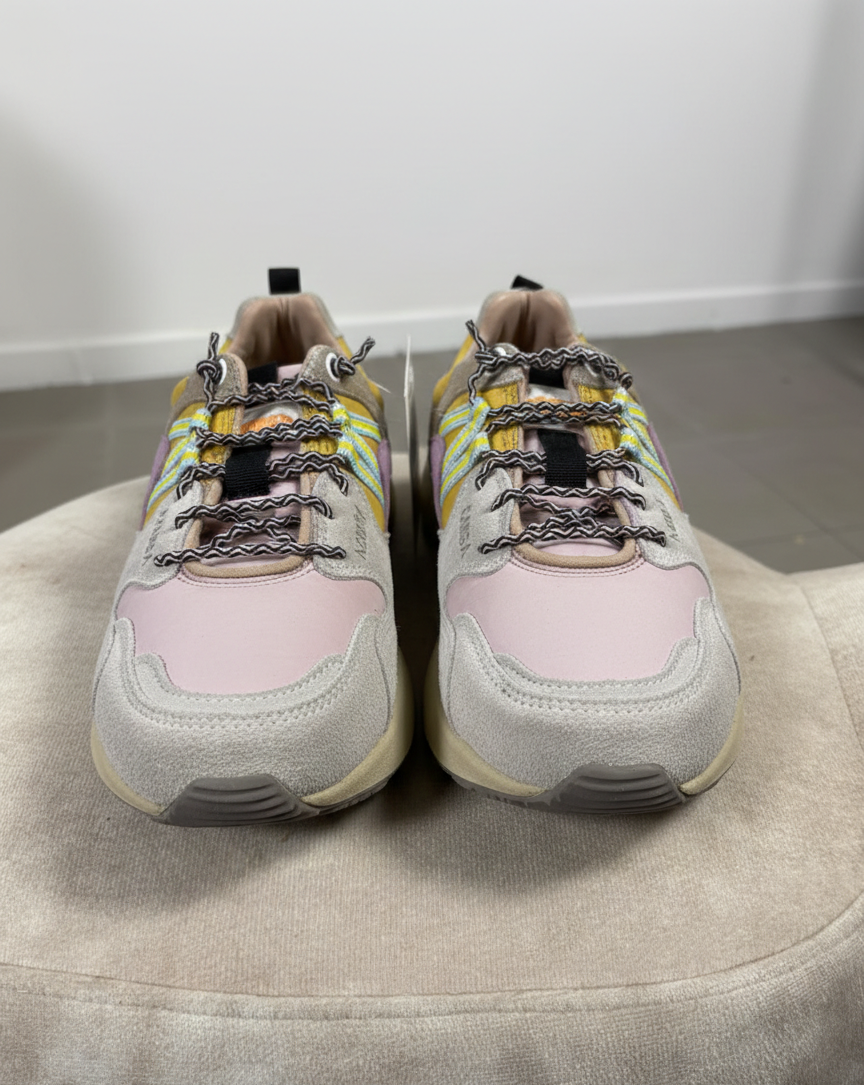 Kamsa multicolor fabric and real suede trail sneakers