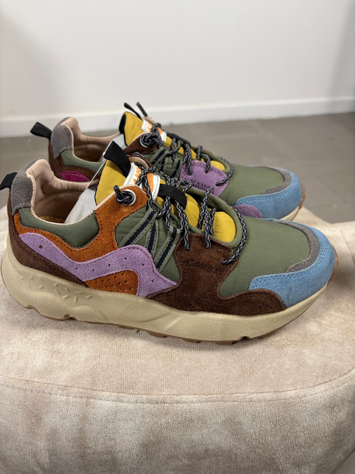 Kamsa multicolor fabric and real suede trail sneakers