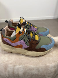 Kamsa multicolor fabric and real suede trail sneakers