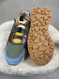 Kamsa multicolor fabric and real suede trail sneakers