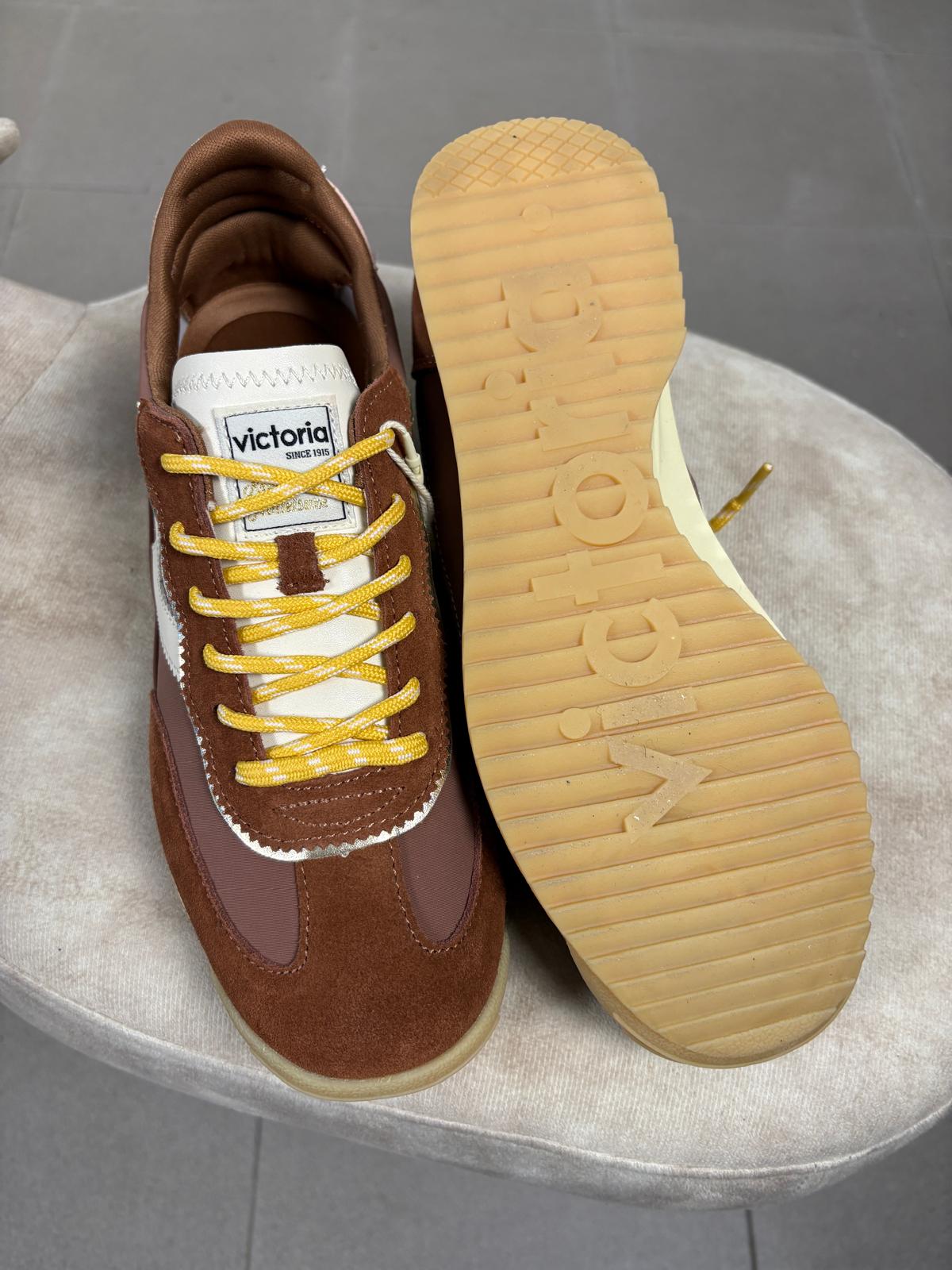 Sneaker Victoria SATURNO in nylon e camoscio colore terra
