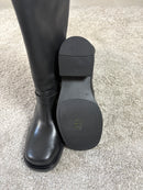 Stivale biker N.6 Milano in pelle nera con fibbie argentate