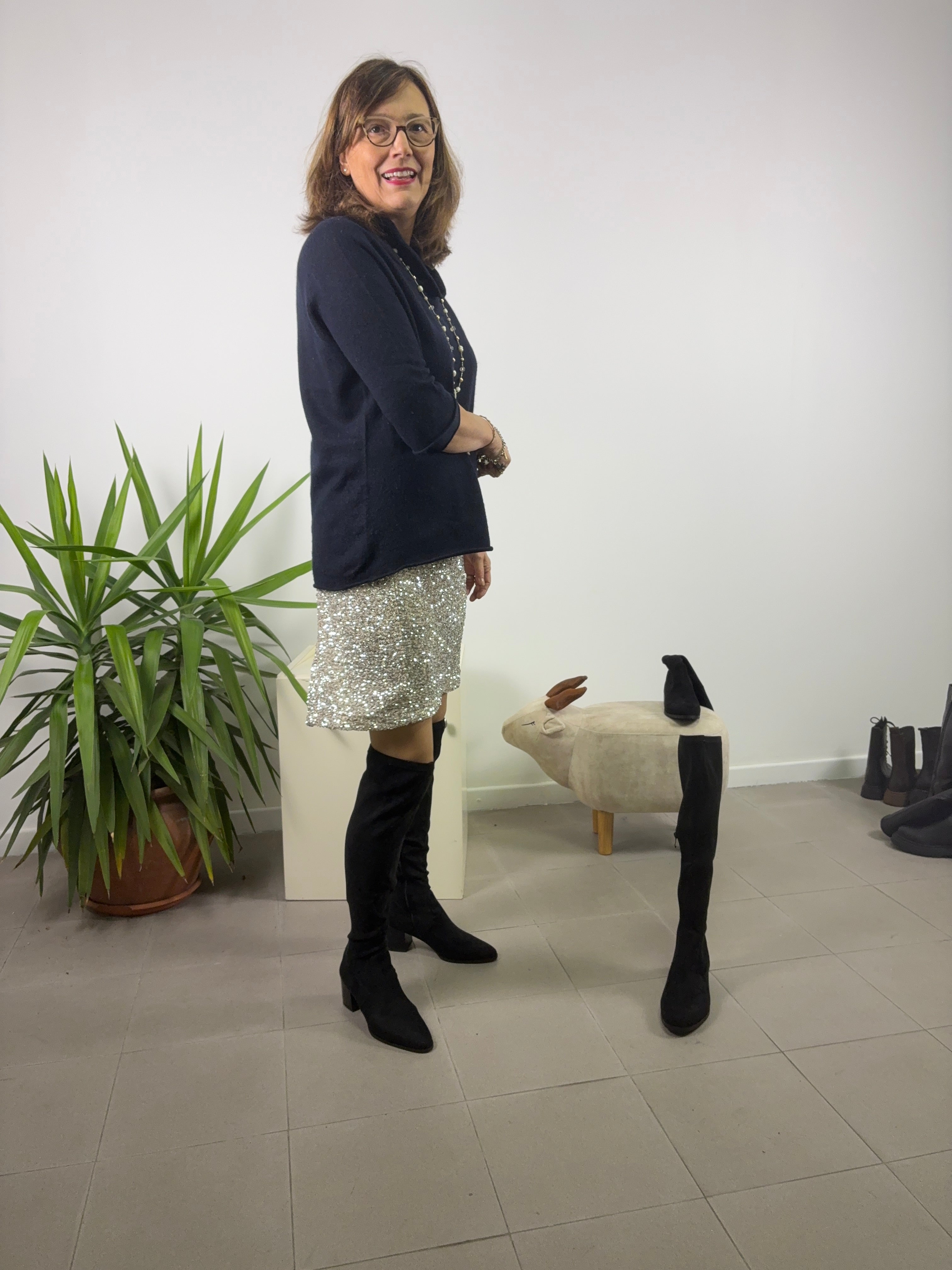 Stivale Greta overknee in camoscio nero