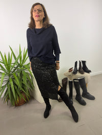 Stivale Elena overknee in camoscio nero tacco basso