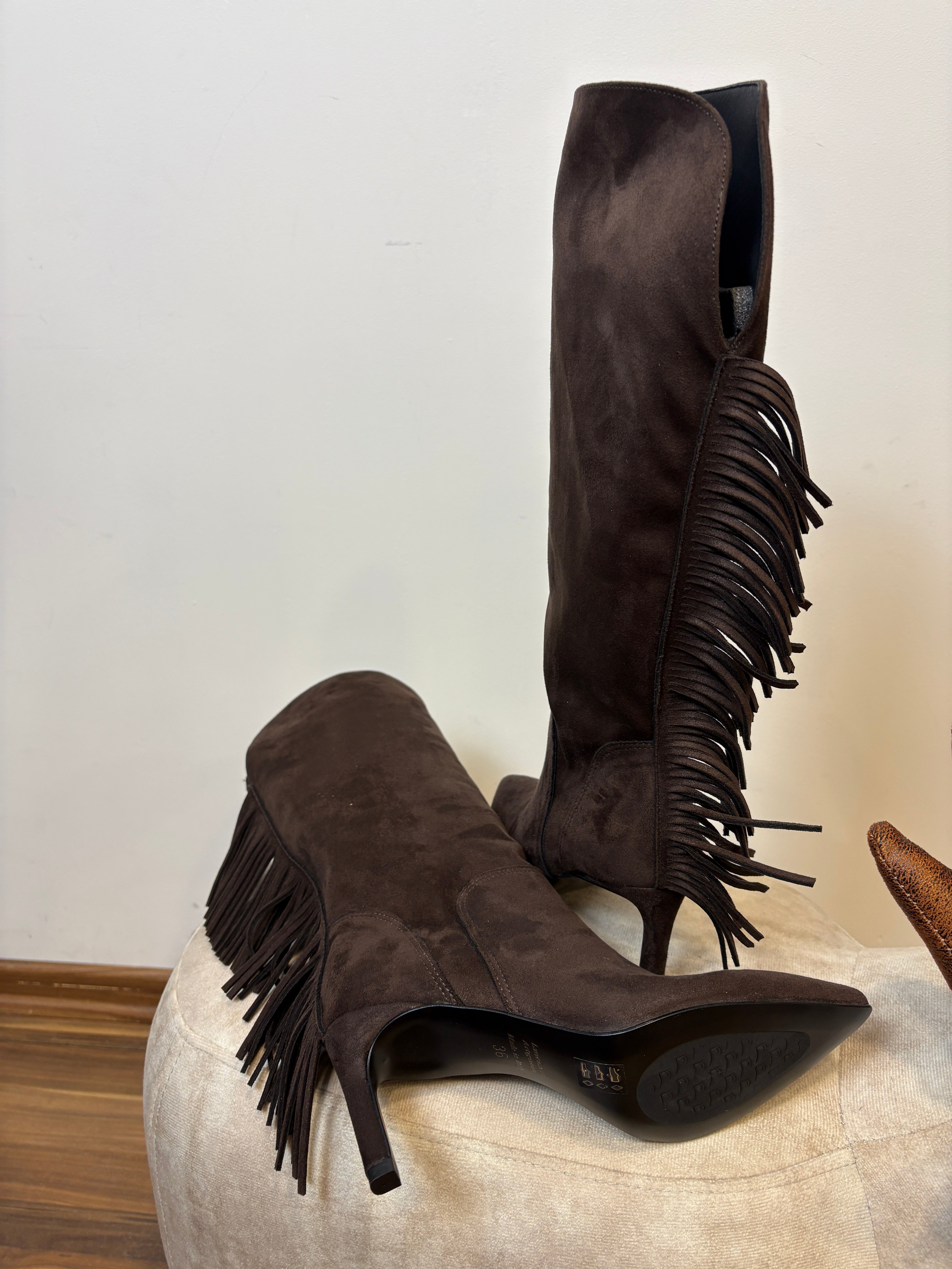 Stivale Stefania in alpaca con frange