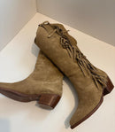 Stivale texano in camoscio con frange