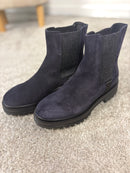 Stivaletto Chelsea in nabuk blu con elastico laterale