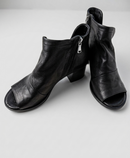 Stivaletto open-toe in nappa con tacco largo