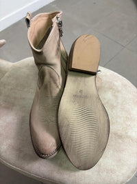 Texano alla caviglia in pelle taupe