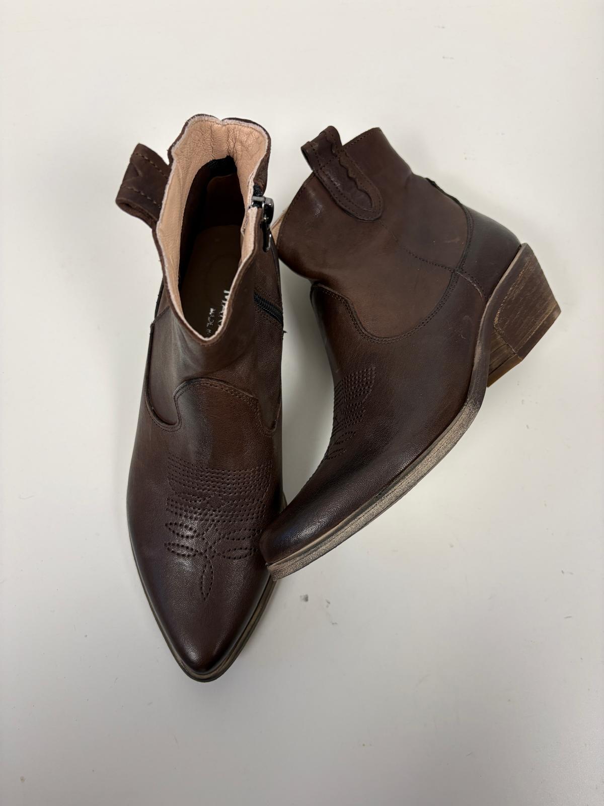 Texano basso in nappa spazzolata