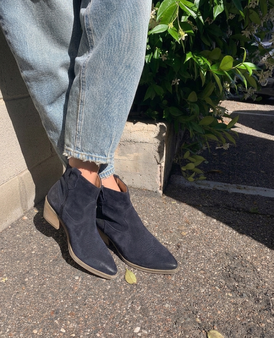 Texano basso in pelle scamosciata