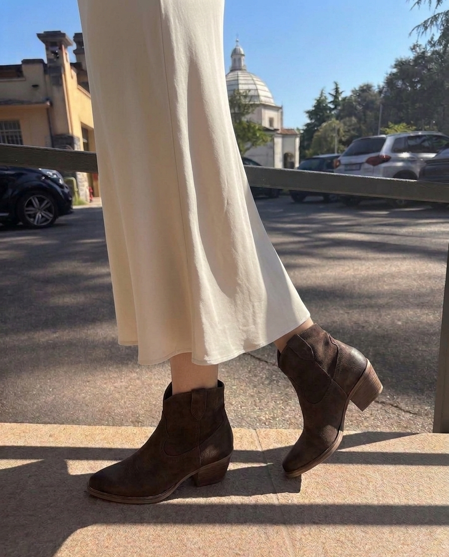Texano basso in pelle scamosciata