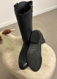 Texano al polpaccio in pelle nera