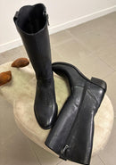 Texano al polpaccio in pelle nera