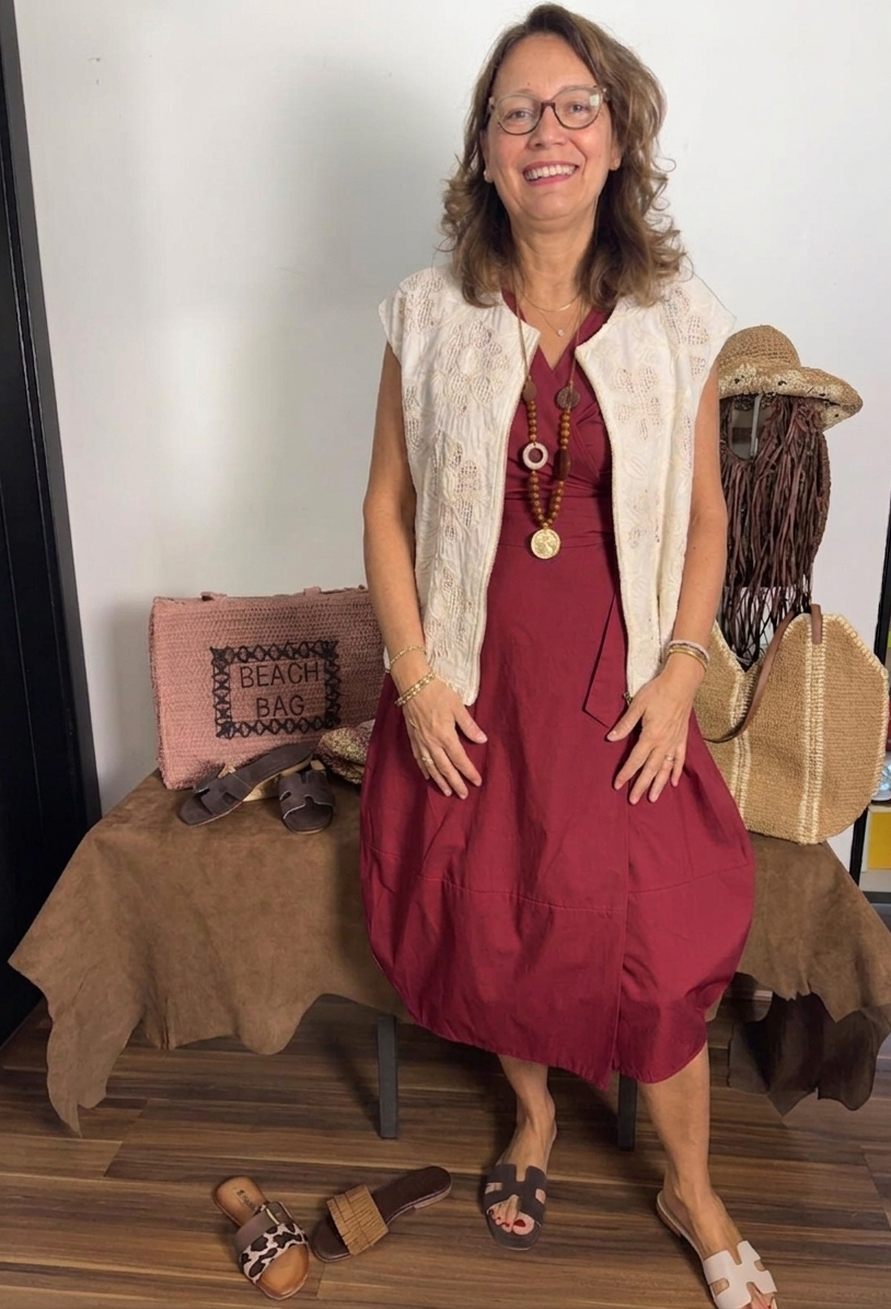 Vestito in cotone con gonna a palloncino
