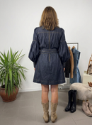 Dark denim dress with adjustable belt