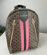 Zaino Nero Giardini testa di moro con logo NG e fasce fuxia